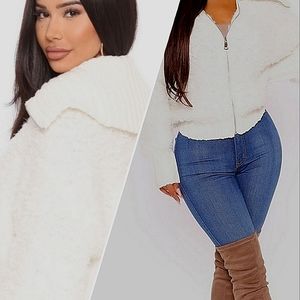 COPY - Soft Fuzzy Ivory Warm Sweater Size L New